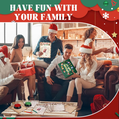 Fullhawl 124 Pcs Christmas Trivia Games Cards with Buzzers and Answer Pencils Bulk Christmas Family Game Cards for Adults Friends Large Group Festival Guessing Activity Holiday Party(Candy Cane)