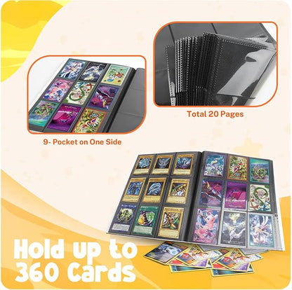 Card Binder, 9 Pocket Trading Card Album Folder,20 Pages, 360 Card Capacity Sports Card Binder, Premium Card Binders Compatible with MTG, TCG, Baseball Cards (White)
