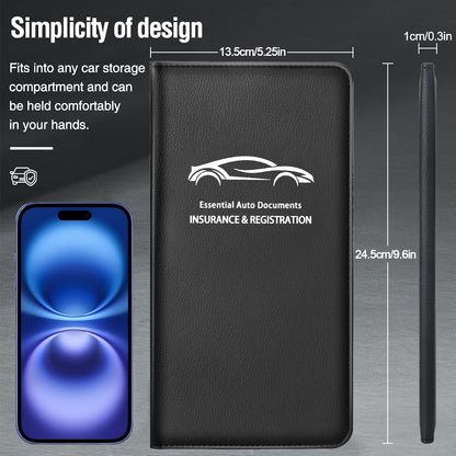 Giftguys Car Insurance and Registration Card Holder | for BMW Ford Tesla Cadillac All Cars | Store Cards, ID License & Essential Documents | Premium Leather with Magnetic Closure
