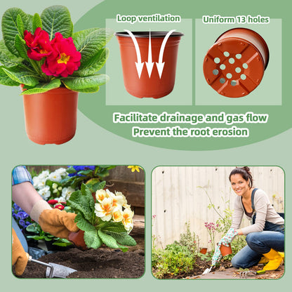 Baaxxango 100 Pcs Plant Nursery Pots,6 Inch Thicker Plastic Seedling Pots with Holes,Seed Starting Pot Flower Plant Container for Succulents,Seedlings,Cuttings,Transplanting