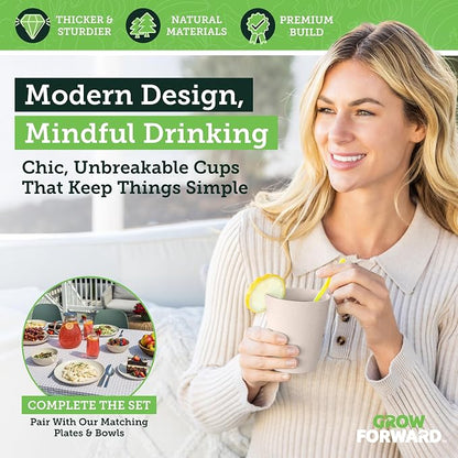 Grow Forward Premium Wheat Straw Cups - 13 & 20 oz Unbreakable BPA Free Hard Plastic Cups - Reusable Lightweight Plastic Drinking Glasses for Kitchen, Outdoor, Water, Camping, RV - Tropical