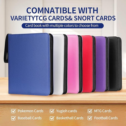 Card Binder – 720 Capacity, Zippered Trading Card Holder for MTG, Sports & Collectible Cards – Acid-Free, Durable & Travel-Friendly Storage (Purpule, 9 Pocket)
