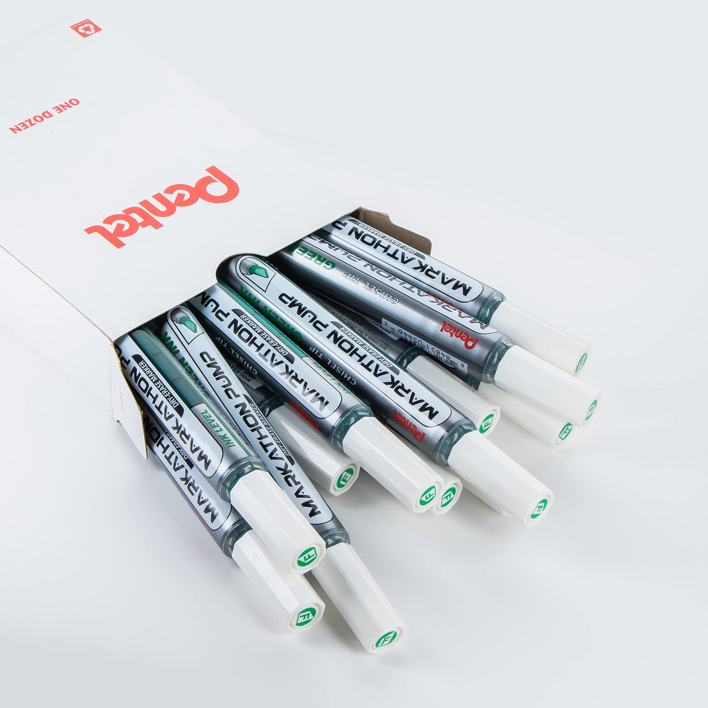 Pentel Markathon Pump Dry Erase Marker, Chisel Tip, Green Ink, 12 Pack (MWL6SX-D)