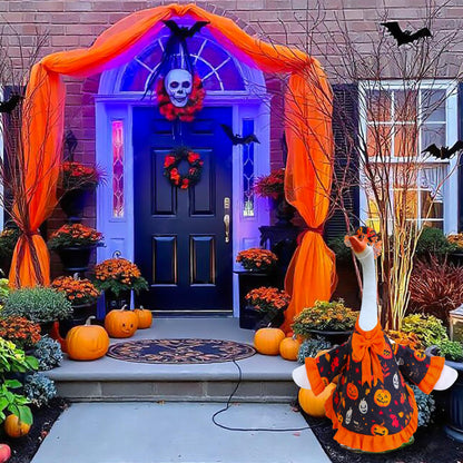 Muximud Halloween Goose Outfit for Porch Goose 23" Cement Statue Clothing - Halloween Outdoor Decoration for Patio Yard Lawn