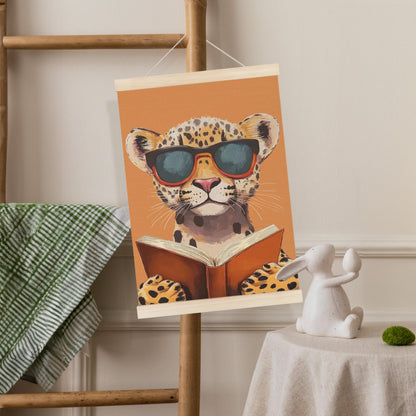 Koesus Trendy Leopard Read Book Wall Art Poster Hanger Frame 12x16 Inch Set of 2, Cool Kids Read Books Canvas Pictures Prints Framed Wall Decor for Library Reading Nook Corner Kids Room Classroom