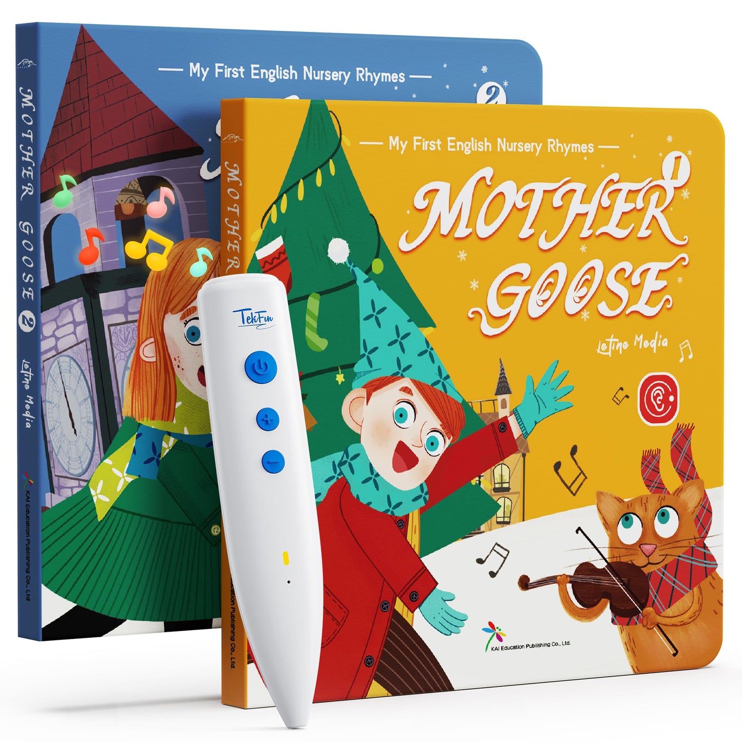 TEKFUN Nursery Rhymes Musical Books with Talking Pen, Interactive Sound Books for Toddlers 1-3, Autism Sensory Educational Toys for Kids Ages 3-6