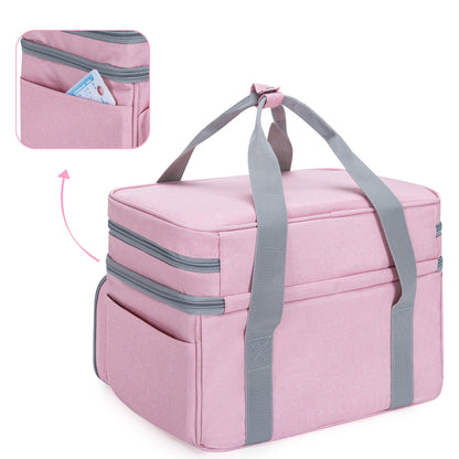 BAFASO Double Layer Sewing Accessories Organizer with 2 Detachable Pouches, Large Sewing Storage Bag for Sewing Tools (Bag ONLY), Pink