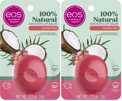 eos 100% Natural & Organic Lip Balm- Strawberry Sorbet, All-Day Moisture, Dermatologist Recommended for Sensitive Skin, Lip Care Products, 0.25 oz