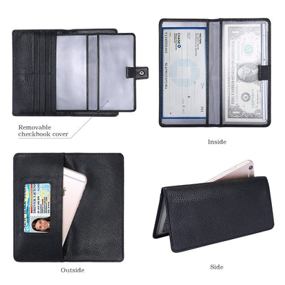Itslife Womens Wallet,Large Capacity RFID Blocking Leather Wallets Credit Cards Organizer Ladies Wallet with Checkbook Holder,Black