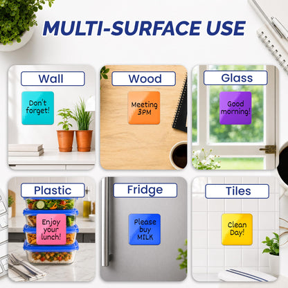 Dry Erase Sticky Notes, Reusable 6-Pack (4x4”) – Mini Whiteboard Stickers with 2 Magnetic Fine-Tip Markers – Removable, No Residue – for Fridge, Office, Classroom & Home