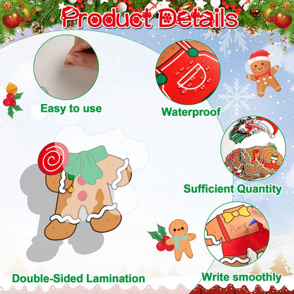 60pcs Christmas Theme Cutouts Gingerbread Man Bulletin Board Decoration Xmas Gingerbread Man Paper Cut-Outs Classroom Decor for Xmas Classroom DIY Craft Photo Wall Door Christmas Winter Party Supplies