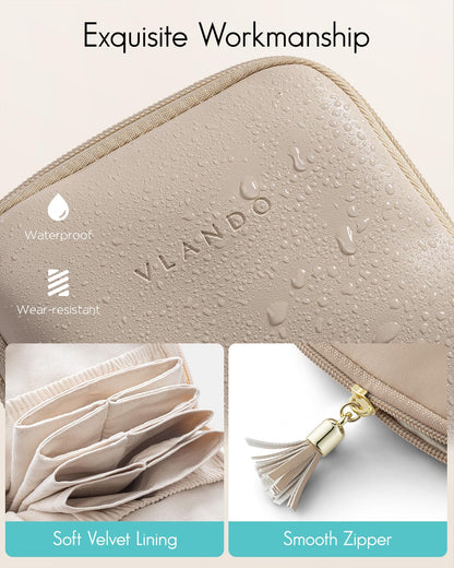 VLANDO Small Jewelry Travel Case,Gifts for Women,Jewelry Pouch Bags with Zipper,Velvet Jewelry Organizer Storage Bag for Bracelet Rings Earring-Toffee