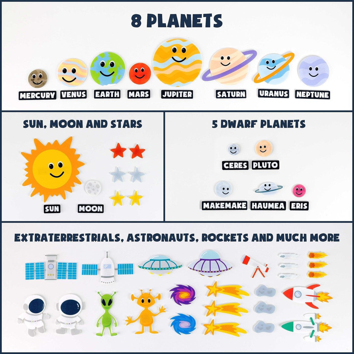BONNYCO Solar System for Kids Toys with 61 Felt Figures. Space Montessori Toys, Girls Boys Birthday Gifts Planets. Felt Board for Toddlers Story, Educational Kids Gifts 3 4 5 6 7 8 Years, Christmas