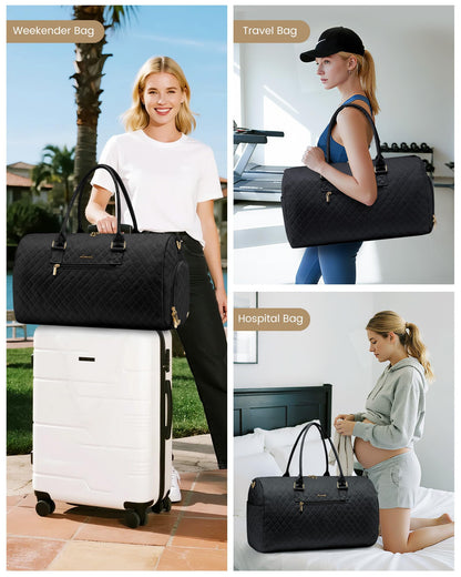 LOVEVOOK Travel Duffle Bag, Weekender Bag for Women with Toiletry Bag, Carry on Overnight Bag with Shoe Compartment, Gym Duffel Bag with Wet Pocket, Mommy Hospital Bags for Labor and Delivery