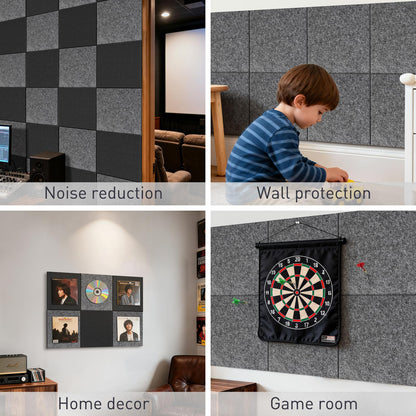QUEENLINK Large Cork Board 36"x24", 6-Pack Self-Adhesive Felt Bulletin Board Tiles with 60 Push Pins, Square Felt Wall Panels Pin Board Tack Board Wall Organizer for Home Office Decor, Grey