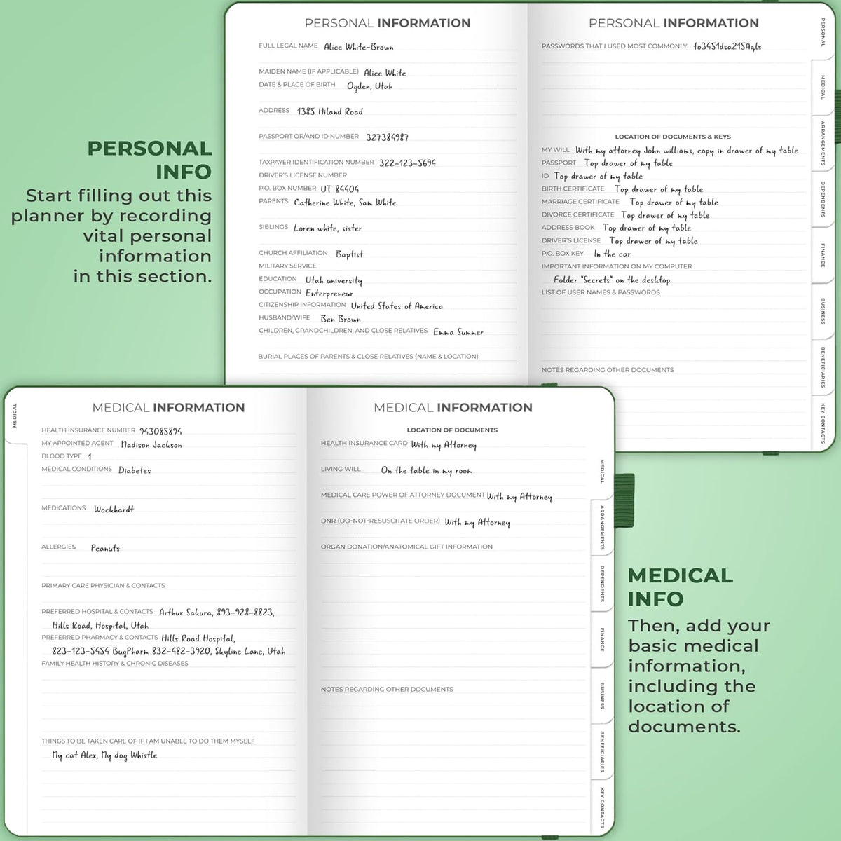 Clever Fox End of Life Planner – Final Arrangements Organizer for Beneficiary, Will Preparation, Last Wishes & Funeral Planning, A5 (Dark Green)