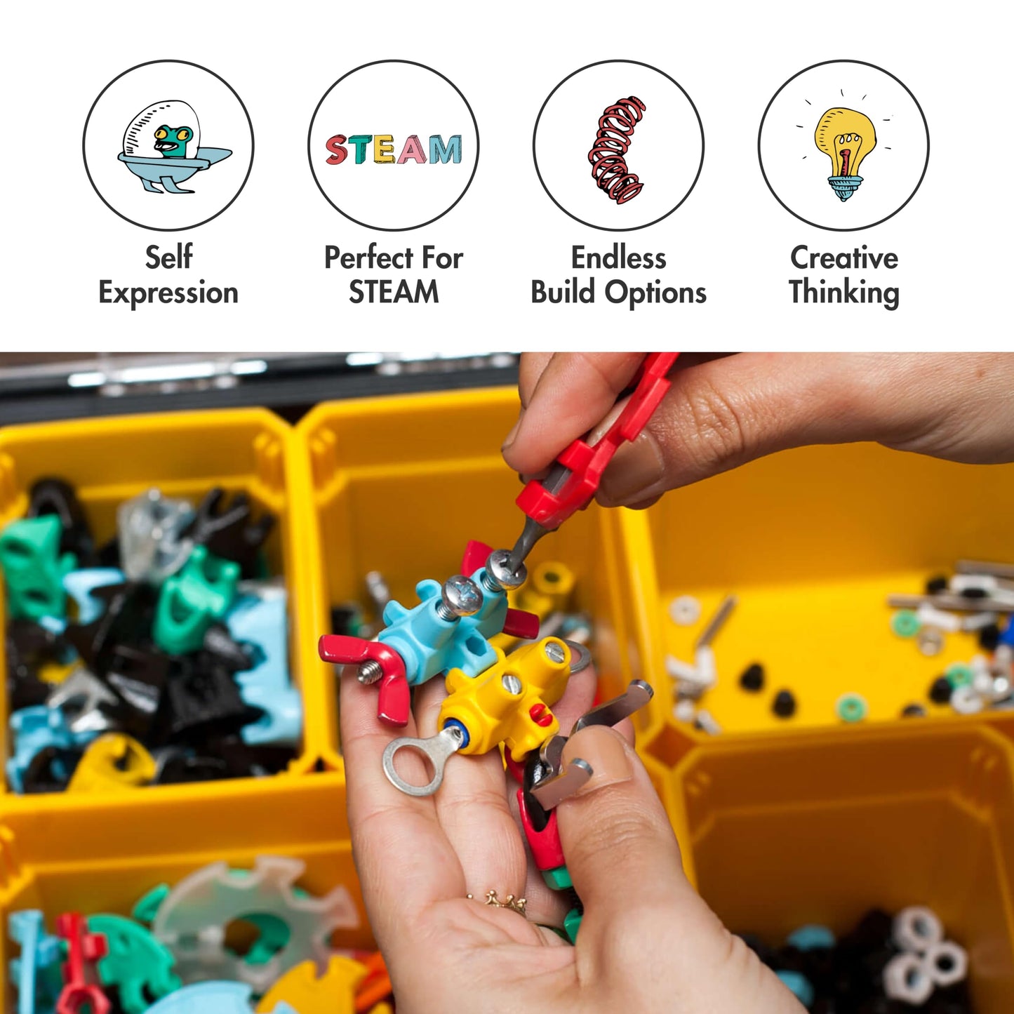 The Off Bits Educational STEM Toys for 6+: Robot Toy Building Sets, 3-in-1 Engineering Kit for Boys and Girls, Build Your Own STEM Building Toys with Endless Possibilities (Family Kit)