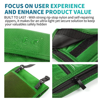RFID Blocking Passport Holder Wallet with Neck Stash Pouch for Traveling Security Credit ID Card