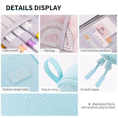 CICIMELON Durable Pencil Case Big Storage Pen Pouch Bag for School Supplies Office College Teen Adults, Light Blue