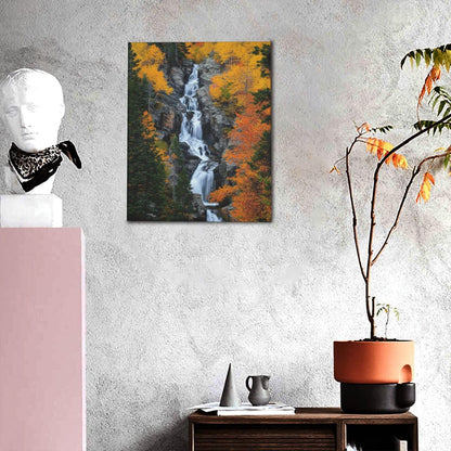 Fall Wall Art Autumn Waterfull Pictures Wall Decor Forest Canvas Prints Painting Framed Fashion Artwork for Bathroom Bedroom Living Room Kitchen Dinning Room Office Home Decoration 12" L X 16" W