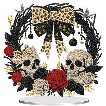 Fairyland JinWenn Decor for Home Diamonds Art kit Decorations, Halloween Skull Rose Wreath Diamonds Painting Kit for Adult Tabletop Gift DIY 5D Diamonds Dots Special Crystal Diamond 7.5X7.7 inch