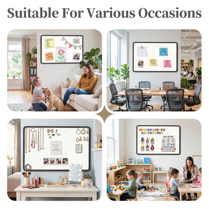 KERRAM Bulletin Board, 48 x 36 inches Decorative Felt Board Foldable Photo Board Pin Boards, Cork Board Alternative for Walls, Office, Home, Classroom with Pushpins ＆ Small Storage Bag, Black