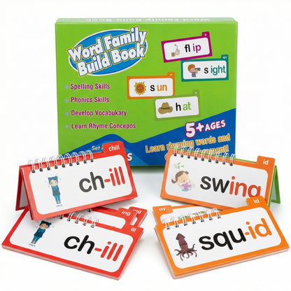 40 Read and Rhyme Flip Books,Phonics Word Family Build Book Learn to Read Phonics Flash Cards,Educational Flash Cards Set for Kids, ABC Letter Sounds and Word Families Vocabulary Learning Cards