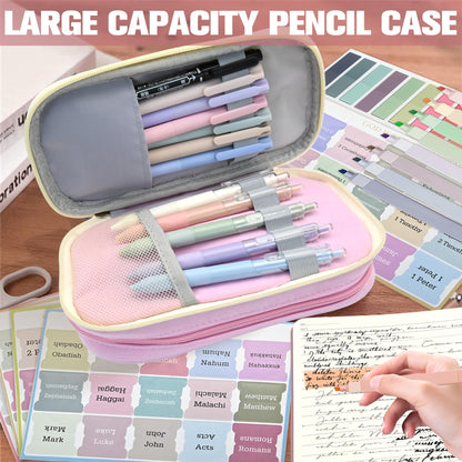 FEMBW Bible Study Supplies Kit for Women – Pink Bible Cover, Notebook, Tabs, Highlighters, Pens, Pen Case – Christian Gifts for Students, Beginners, BibleAccessories for Journaling