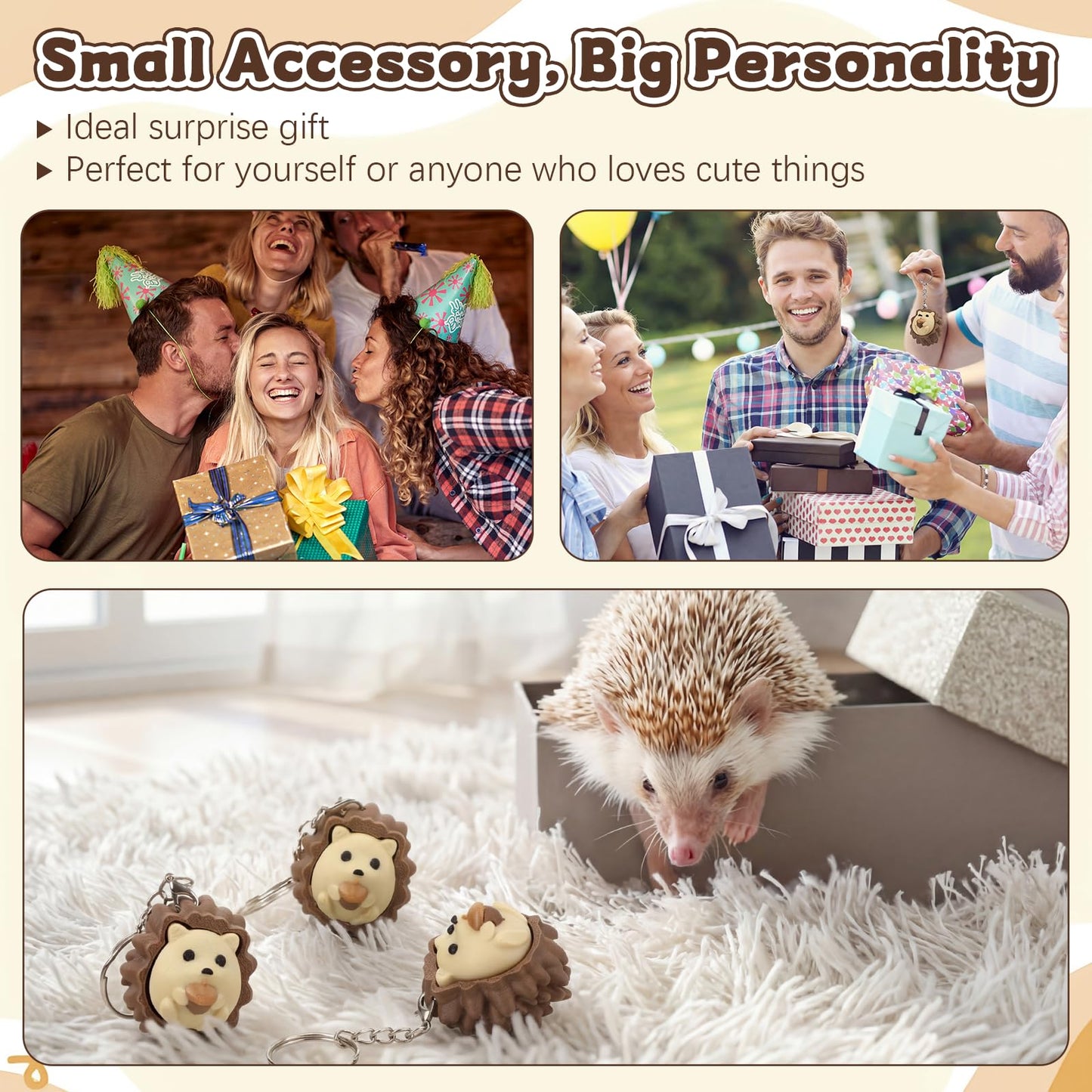 Gerrii 24 Sets 3D Hedgehog Fidget Keychains with Inspirational Cards Bulk 3D Hedgehog Press Stress Relief Sensory Keychain Gifts Employee Appreciation Positive Gifts for Coworkers Teacher