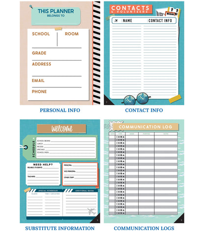 Carson Dellosa Let's Explore Teacher Planner 2025-2026, Undated 8" x 11" Lesson Plan Book With Retro Stickers, Class Schedule, Weekly Calendar, Classroom Must Haves, Homeschool and School Supplies
