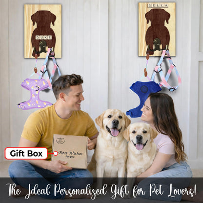 Labrador Retriever Dog Leash Holder Wall Mount with Scrabble Letters, Wooden Dog Wall Hook Organizer, Pet Collar and Harness Holder Entryway, Key Hook & Leash Rack, Home Decor for Pet Lovers PF297-48