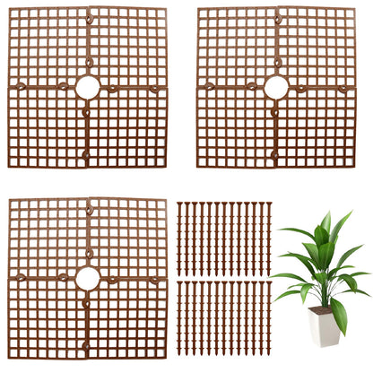 CADUFUELLY 3 Pcs Plant Pot Cover Plant Protector from Animal 11.8" Plant Pot Grid with Center Cutout Cuttable Flower Cover Soil Protectors