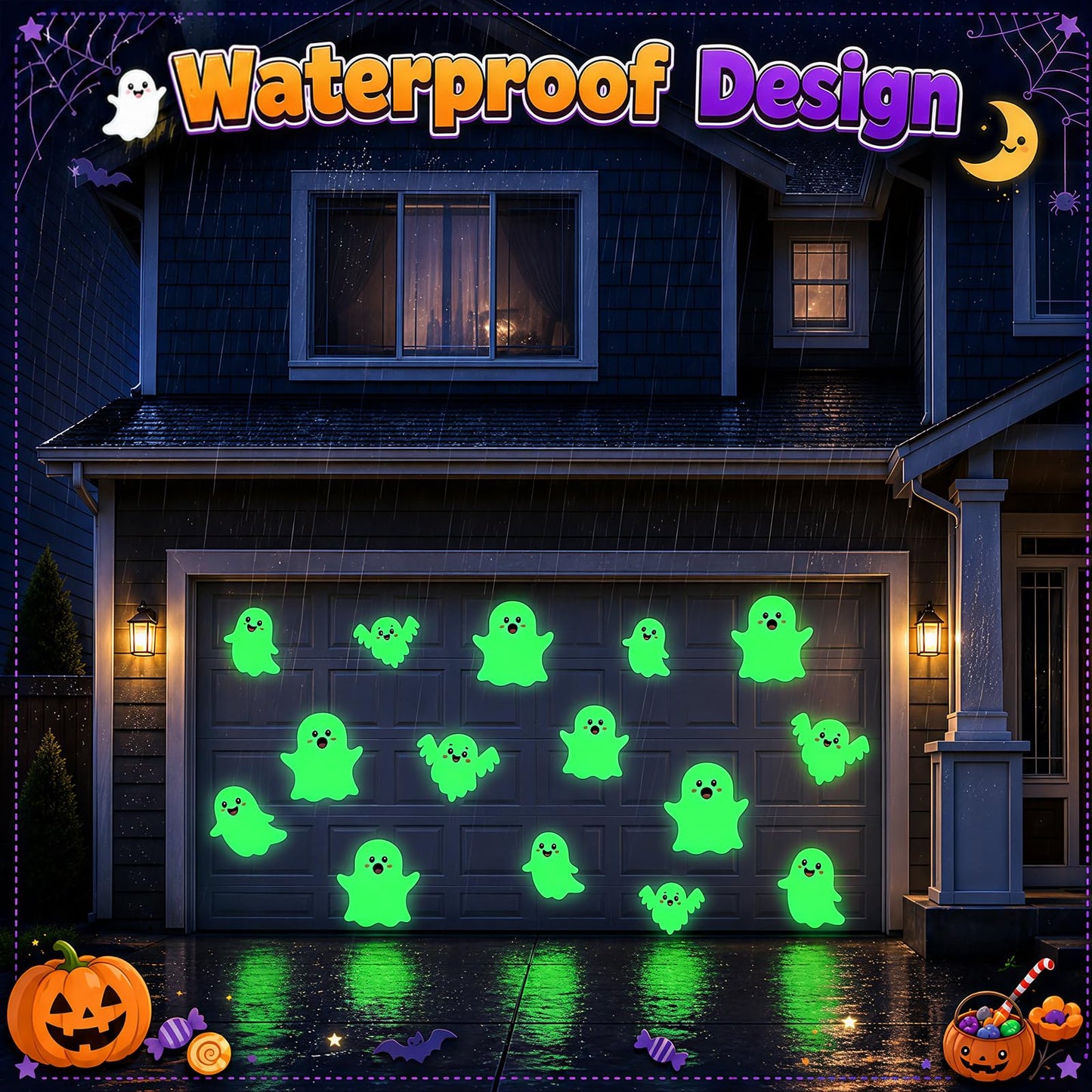 Cinnvoice 15 Pcs Luminous Garage Door Magnets Glow in the Dark Large Garage Door Magnets Halloween Ghost Magnetic Decorations Refrigerator Fridge Cruise Kitchen Decor