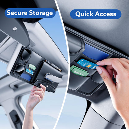 ULPOCMU Leather Car Visor Organizer with Tissue Holder, Card Holder and Sunglasses Clip