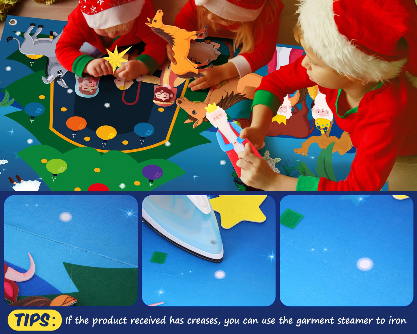 Yexiya Christmas Nativity Scene Felt Story Board Set for Toddlers Children, 3.4 Feet Nativity Crafts for Kids Preschool Sunday School Decorations Reusable Wall Hanging Gift for Boys Girls (Fresh)