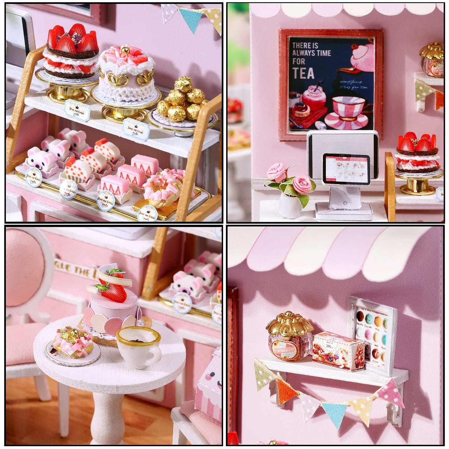 Miniature House Kit, CUTEROOM Tiny House Kit Wooden Dollhouse Kit Mini House Making Kit with Dust Cover, DIY Dollhouse Kit Birthday Gift- Sweet Talk
