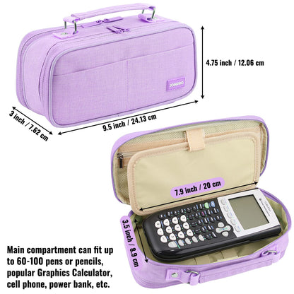JOINPRO Large Capacity Pencil Case, 4 Compartment Pen Pouch Organizer with Double Zipper, Storage Bag for School, Office, Teen Girl Boy Men Women (Purple)