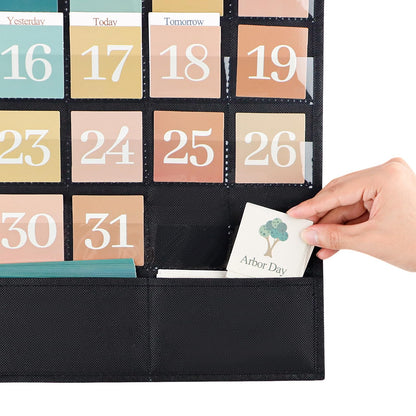 Godery Boho Calendar Pocket Chart for Classroom Cards Add-On School Supplies Teacher Decorations Bulletin Board Pre-K To 6th Grade, Black-2