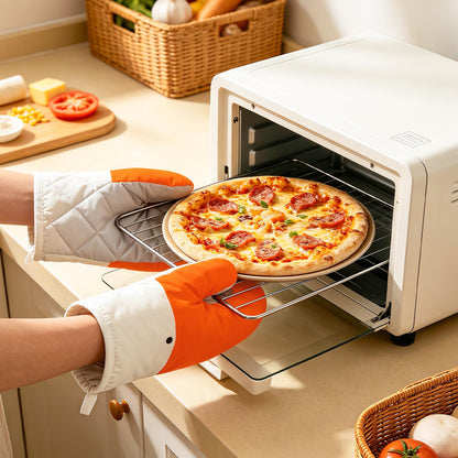Goose Oven Mitts and Pot Holders 4 pcs Set, Heat Resistant Kitchen Gloves, Funny Novelty Animal Oven Mitts, Recycled Cotton Infill Silicone Non-Slip Gloves for Cooking Baking Grilling, Gift (Yellow)