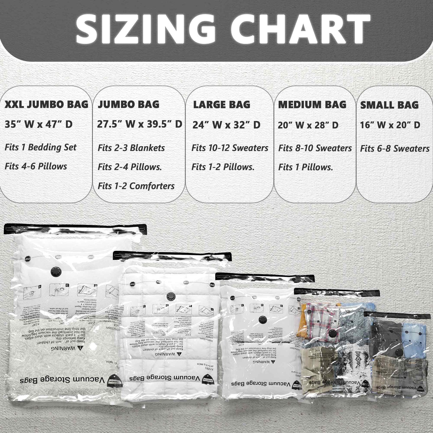 Vacuum Storage Bags 12 Jumbo, Space Saver Bags with Travel Hand Pump, Compression Airtight Sealer Bags for Clothes, Bedding, Pillows, Comforters, Blankets
