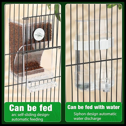 Yaomiao 8 Pcs No Mess Small Bird Feeders Automatic Parakeet Water Dispenser with 4 Pcs Cage Perch Clear Quail Feeder and Watered Cage Accessories for Small and Medium Parakeet Cockatiel Canary(Clear)