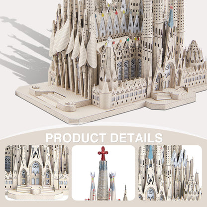Piececool 3D Metal Puzzles for Adults and Teens, La Sagrada Família Metal Model Kit, Hobby DIY Crafts for Adult Challenge Spanish Cathedral Brain Teaser Architecture Building Kit, 450 Pcs