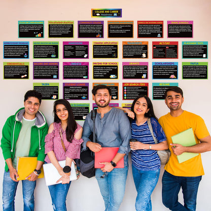 Outus 29 Pcs College and Career Readiness Posters Bulletin Board Kits for High School Classroom Decorations College Jobs and Career Interactive Bulletin Board Set Higher Educational Poster (Vibrant)