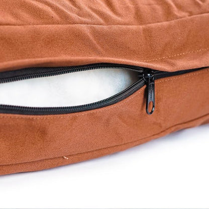 WHITEDUCK Outdoor Dog Bed Heavy-Duty 12oz Canvas, Water-Repellent Cotton, Machine Washable Removable Cover with Full-Length Zipper, Dog Bed for Large Dogs & Crate, (Brown) 28" Lx20 Wx4.3 th (S)