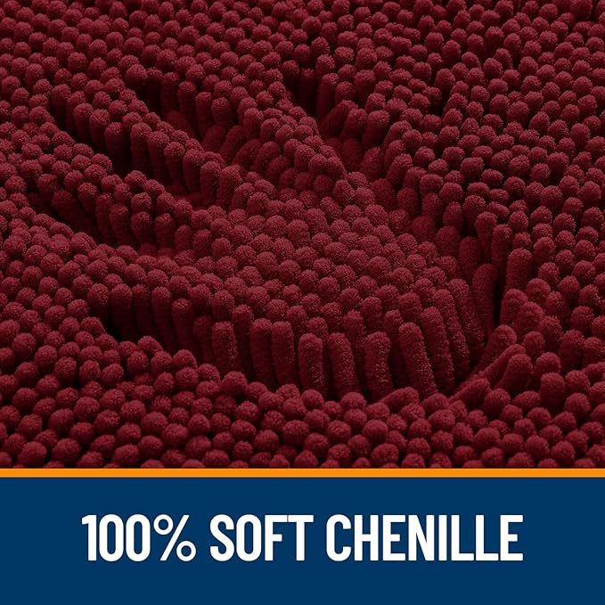 OLANLY Bathroom Rugs 34x21, Extra Soft Absorbent Chenille Bath Rugs, Rubber Backing Quick Dry, Machine Washable Bath Mats for Bathroom Floor, Tub and Shower, Home Decor Accessories, Burgundy