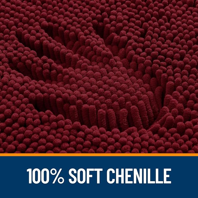 OLANLY Toilet Rugs U-Shaped 24x20, Extra Soft Absorbent Chenille Contour Bathroom Rugs for Toilet, Dry Quickly, Machine Washable, Non-Slip Bath Mat, Burgundy