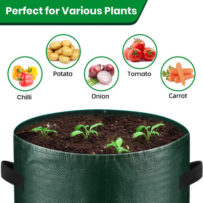 BIJOKETTEN 10 Gallon 8-Pack Grow Bags, Durable PE Fabric Pots with Flap and Handles, Green Planter Bags for Potato Vegetables Flowers Herbs Garden Outdoor, 17.7''x13.8'' Large for All Plants Growing