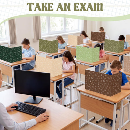 SATINIOR 24 Pcs Privacy Folders for Students, Desk Dividers for Classroom Testing, Trifold Cardboard Privacy Boards, Study Carrels Panel School Teacher Supplies(Stationery Style,Matcha Color)