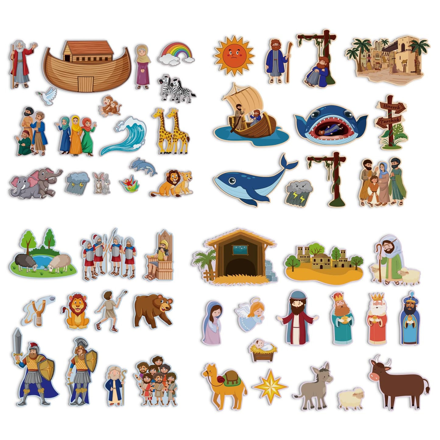 WovWeave 4 Set Felt Story Board Sets for Toddler Educational Storytelling Felt Book Board Stories for Preschool Learning Classroom Activity(Religious)