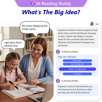 WorldPenScan AI Reader – Reading Pen with Built-in Dictionary & AI Reading Buddy for Kids | Grade-Level Reading Support | English, Spanish, Chinese | Text-to-Speech, Transcribe, Translation